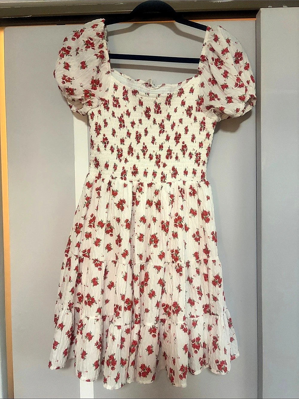 Altar'd State Floral Mini Dress in White & Red Size Medium